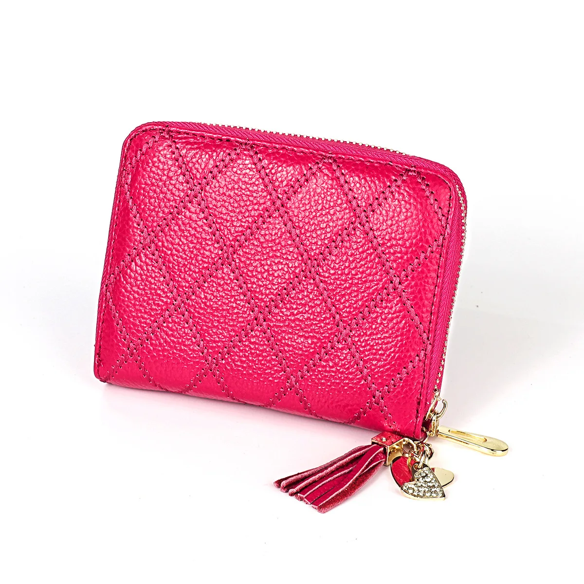 

Genuine Leather Organ Wallet RFID Anti-Theft Women's Card Clamp Embroidered Multi-functional Card Holder Zipper Wallet
