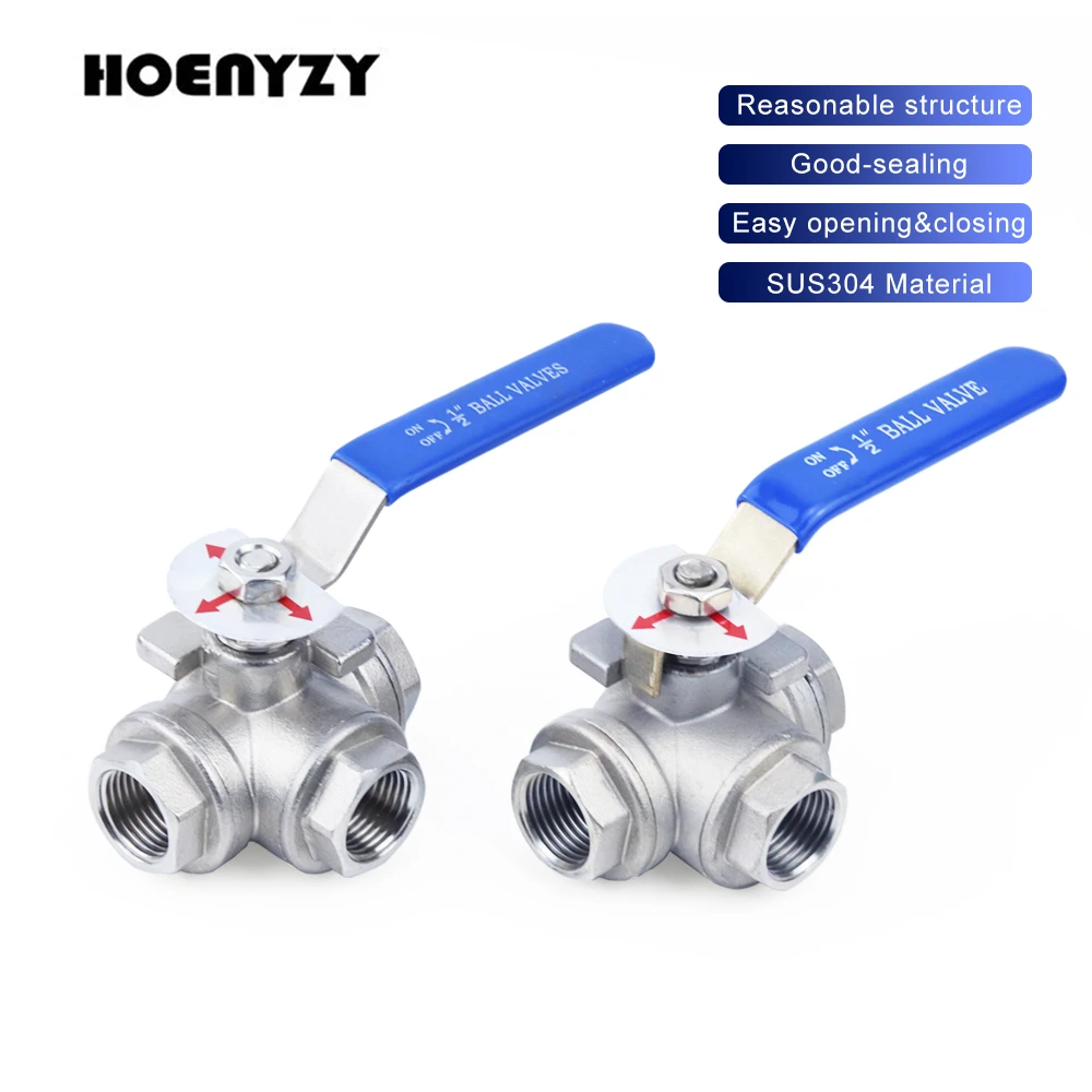 Rosca macho de acero inoxidable 304 BSPT, válvula de bola de tres tipo T/L 1/4 "3/8" 1/2 1 "1 1/4", DN10 DN15 DN20 DN25 DN50|Válvula| - AliExpress