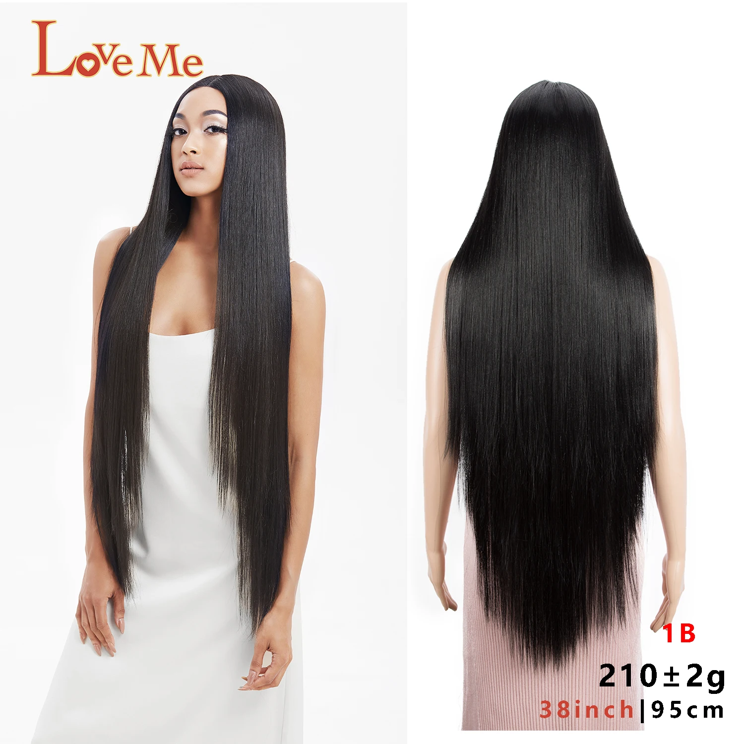 Парик LOVE ME для чернокожих женщин 38 дюймов Прямые Синтетические длинные