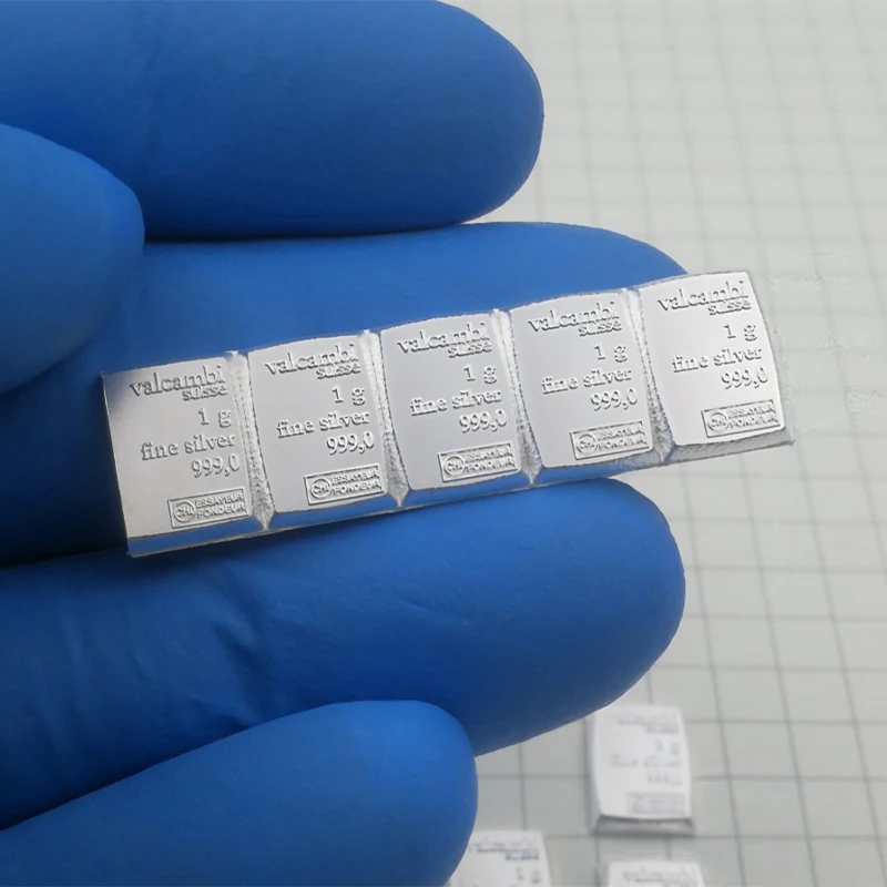99.99% чистоты Ag Серебряная пластина 11x7,5 мм 1 г/шт. Valcambi нежный Серебряный блок с 5 шт/10 шт для коллекции