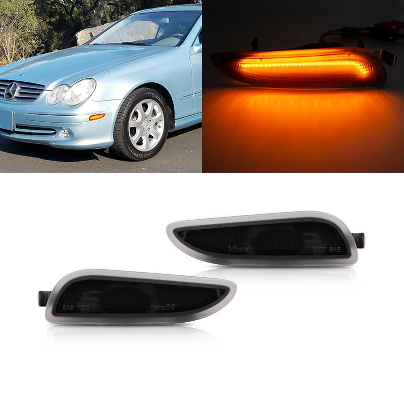 2x Smoked Front Amber Led Fender Side Marker Lights For Benz W209 CLK-Class CLK55 AMG CLK500 CLK320 CLK63 | Автомобили и