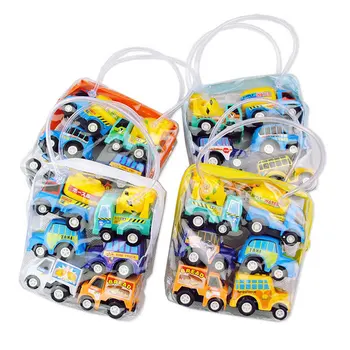 

6pcs Pull Back Car Toys Mobile Machinery Shop Construction Vehicle Fire Truck Taxi Model Baby Mini Cars Gift Children Toys