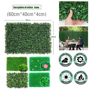 

1PC Artificial Lawn Privacy Screen Lawn for Indoor Outdoor Wall Floor Decor Realistic Green Plants Garden Decor-Fern and Grass