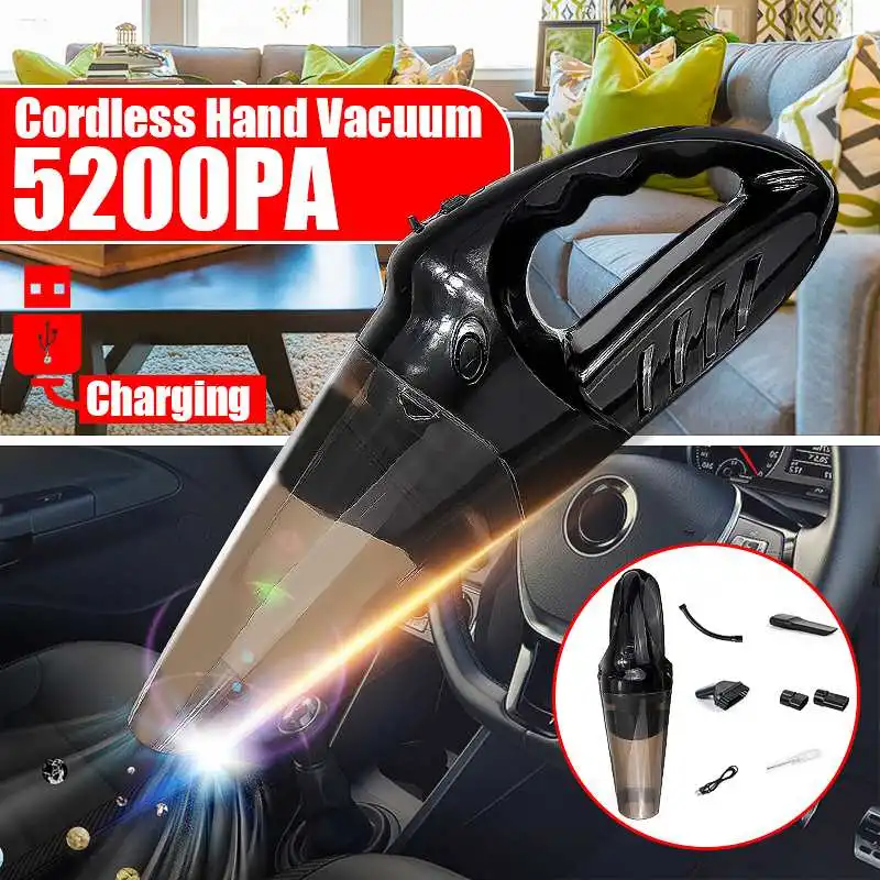 Автомобильный пылесос 4500pa сильная мощность DC 12V 120W 2000MA 4.5KPA циклонный влажный и сухой Авто Мини Портативный беспроводной пылесос - Цвет: Black