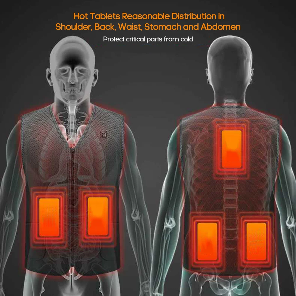 Утепленный жилет унисекс с инфракрасным подогревом USB зимний гибкий