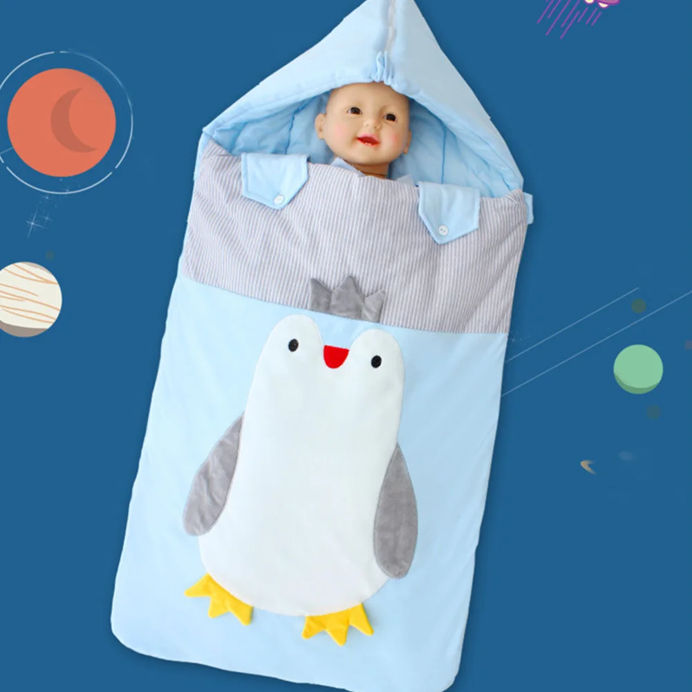

Baby Sleeping Bag Newborn Bunting Cotton Windproof Multi-functional Soft Warmth Keeping Sleeping Blanket Head Zipper Design