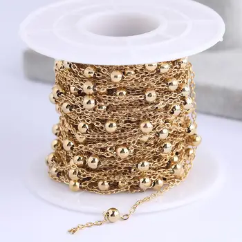 

onwear 10mters/roll stainless steel gold filled ball beaded necklace chains for jewelry making diy