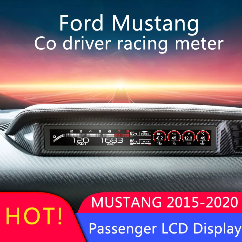 

Co. driver LCD display For Ford mustang shelby 2015-2020 racing instrument meter dashboard Copilot LCD Passenger Speed Meter