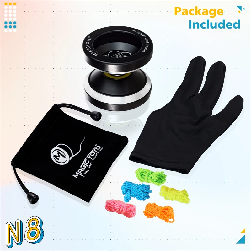 N8 Unresponsive Yoyo Aluminum Metal Undersized yoyo ball 5 Strings YoYo Bag Glove