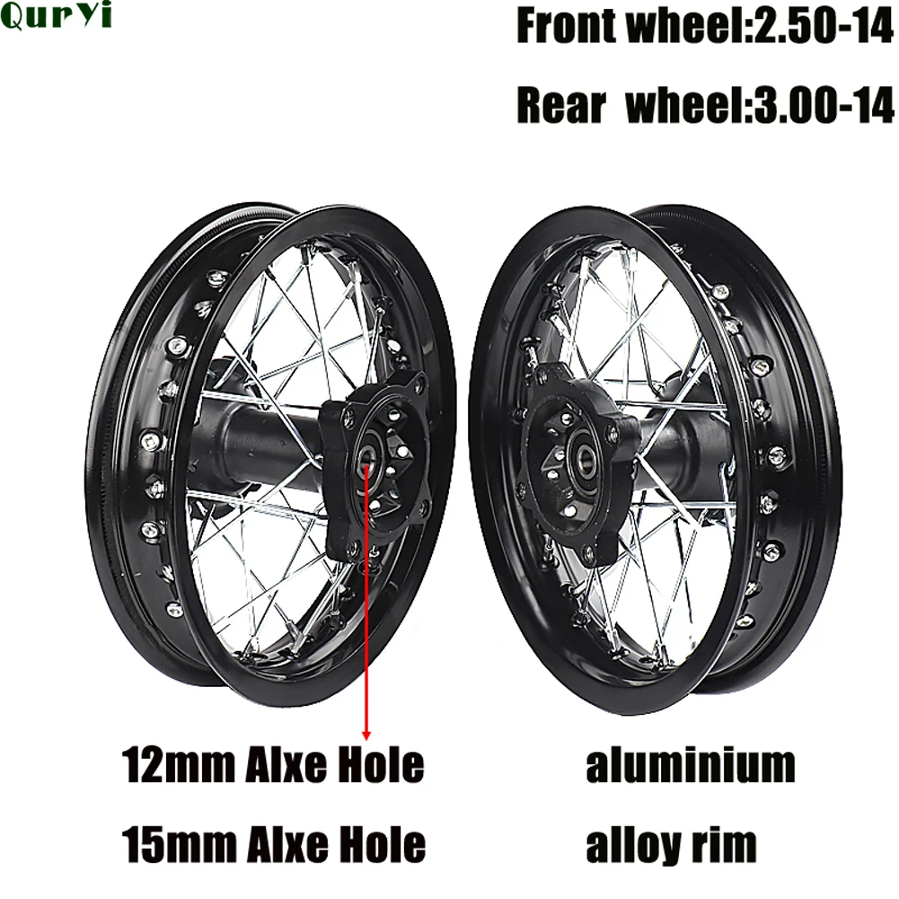 14" Inch Front Rear Wheels Set 2.5014"3.0014" Alloy Rim For Kayo Bse