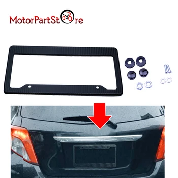 

New Black Motorcycle Adjustable Number License Plate Mount Holder Aluminum Alloy Carbon Fiber Type License Plate Frame Tag Cover