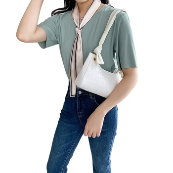 

2020 Crocodile Pattern Solid Color PU Leather Crossbody Bags For Women Lady Shoulder Handbags Female Simple Totes