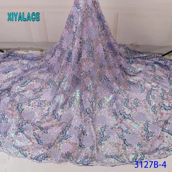 

2019 High Quality Lace Fabric African Lace Fabric Switzerland Lace Sequins Lace Fabrics French Bridal Lace For Dress YA3127B-4