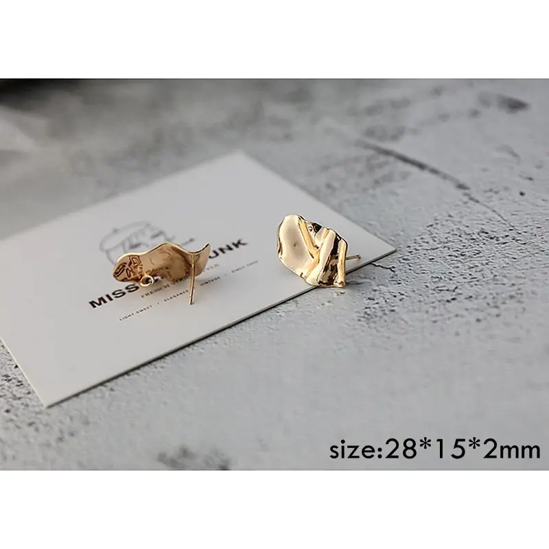 Color-protected copper Stud earring DIY Jewelry accessories handmade material ring square curved oval large geometry 6pcs - Цвет: 9