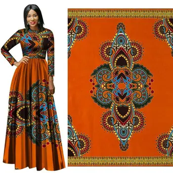 

Orange Ankara Printed Real Wax Fabric 2020 High quality New African Nigerian Veritable Wax Fabric For Wedding Party Dress