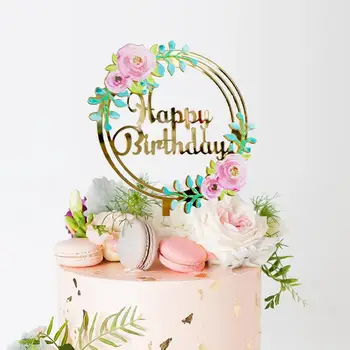

Happy Birthday Cake Topper Euramerican Acrylic Colorful Cake Decor Letter Cupcake Toppers Women Girl Happy Birthday Party Decor