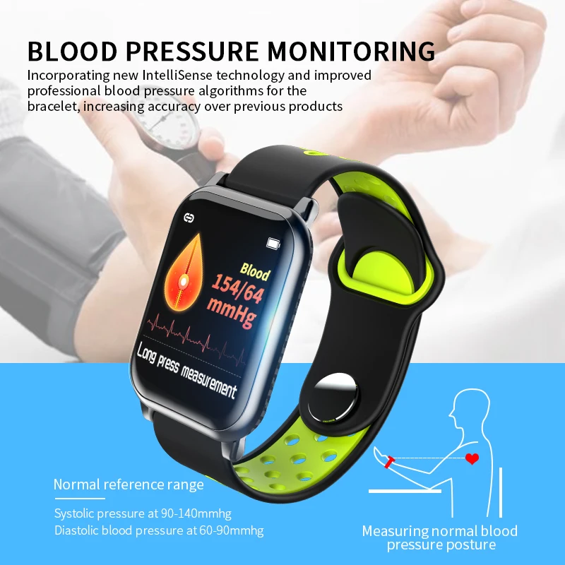 Longet Smart Band KY11 Blood Oxygen Waterproof Fitness Tracker Sleep Monitor Music Control Bluetooth Smart Bracelet Watch Black