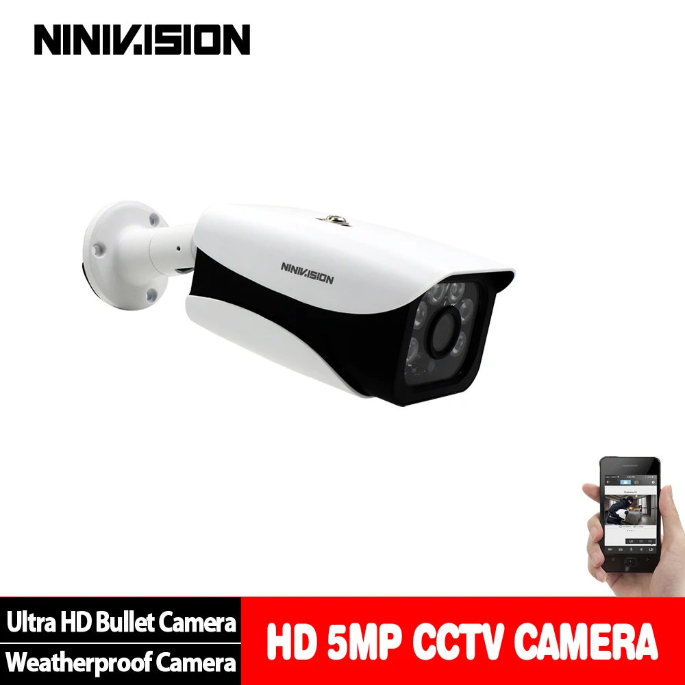 1PCS CAMERA NINIVISION 5.0MP CCTV камера 5MP 3,6 мм HD объектив 90 градусов панорамная AHD камера ночного видения Водонепроницаемая наружная 2 цилиндрическая камера - Цвет: 1PCS CAMERA