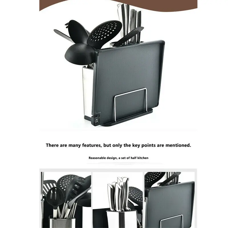 Cutter Holder Inserted Stainless Steel Holder Kitchen Storage Rack+Cutting Board