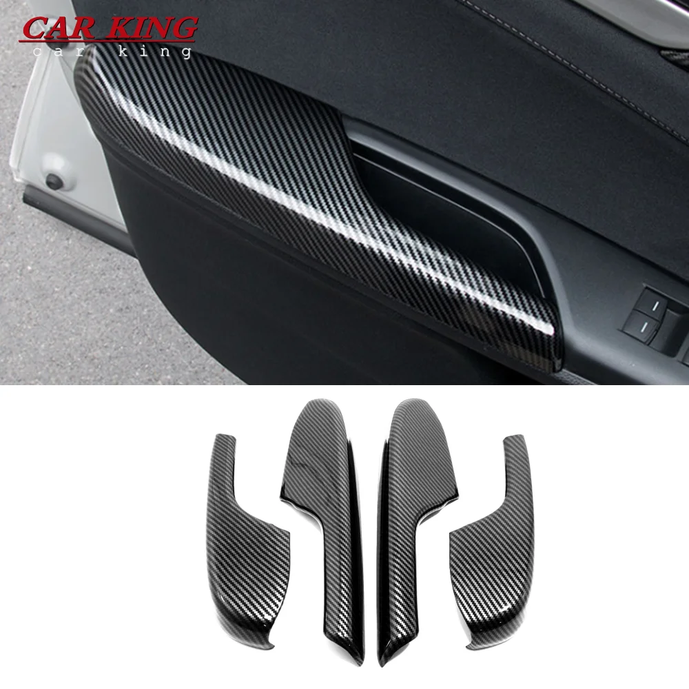 

For Honda Civic 10th 2016 2017 2018 2019 2020 ABS carbon fiber door armrest protective cover with hand decoration modification