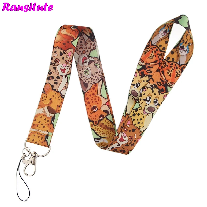 Ransitute Leopard key lanyard ID бейдж держатель многофункциональный мобильный телефон ключевой ремень веревка Шейное Украшение мобильного телефона R532