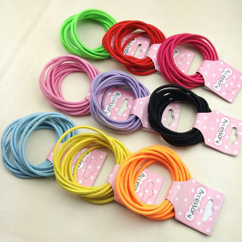10/100PCNew girl's candy colored nylon rubber band children's elastic hair band student hair ornament