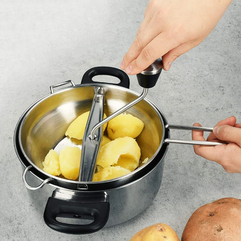 Triturador patatas acero inoxidable con mango giratorio hacer puré de