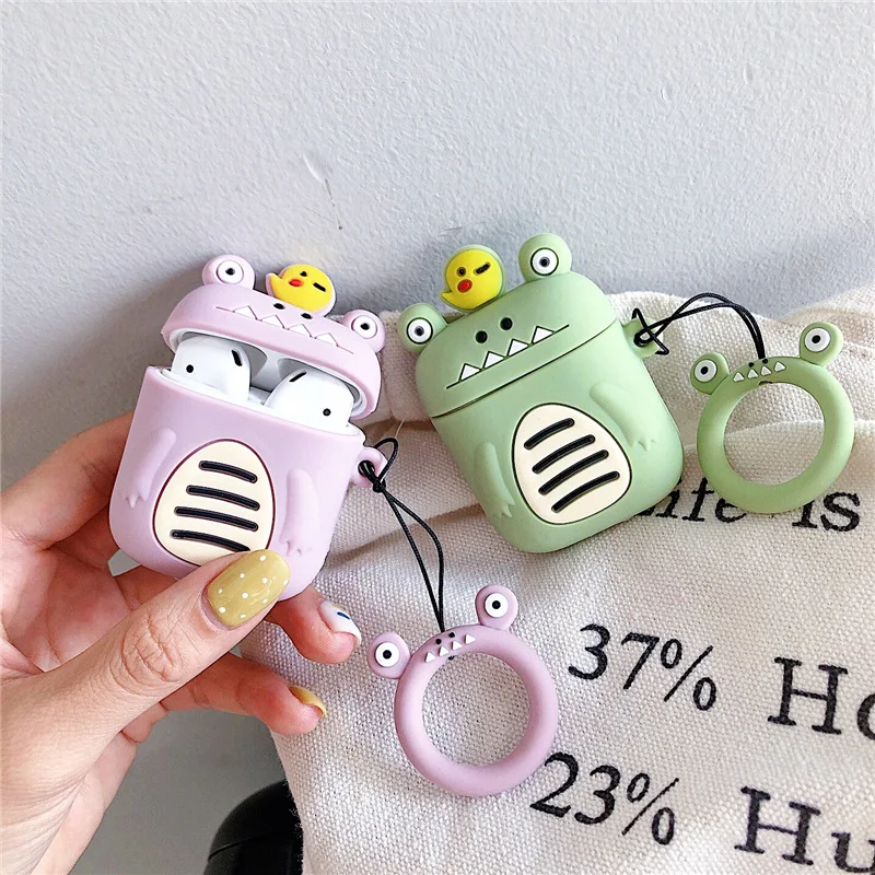 

Cartoon Animal Bird Bluetooth Earphone Case for Airpods Cute Silicone Protective Cover for Airpods 2 Accessories with Strap