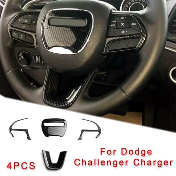 

4pcs Car Steering Wheel Decoration Cover Trim Frame Sticker Carbon Fiber Style For Dodge Challenger Charger 2015 -2019