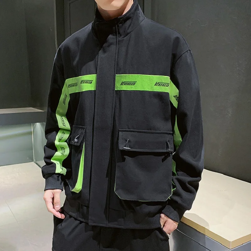 

Jacket Men's Spring/autumn Trend Simple Solid Color Stand-up Collar Men's Jacket Korean Casual All-match Harajuku Men's Clothing