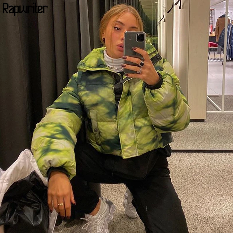 

Rapwriter Fashion Colorful Short Parkas 2019 Fall Winter Turtleneck Padded Coat Jacket Pocket Keep Warm Coat Chamarras De Mujer