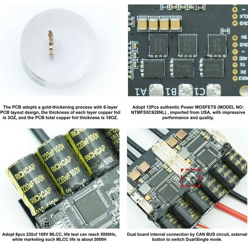 Розничная продажа V4.20 двойной Fsesc4.20 100A Esc W/Bec анодированный алюминиевый радиатор для электрического скейтборда Rc Радиоуправляемый
