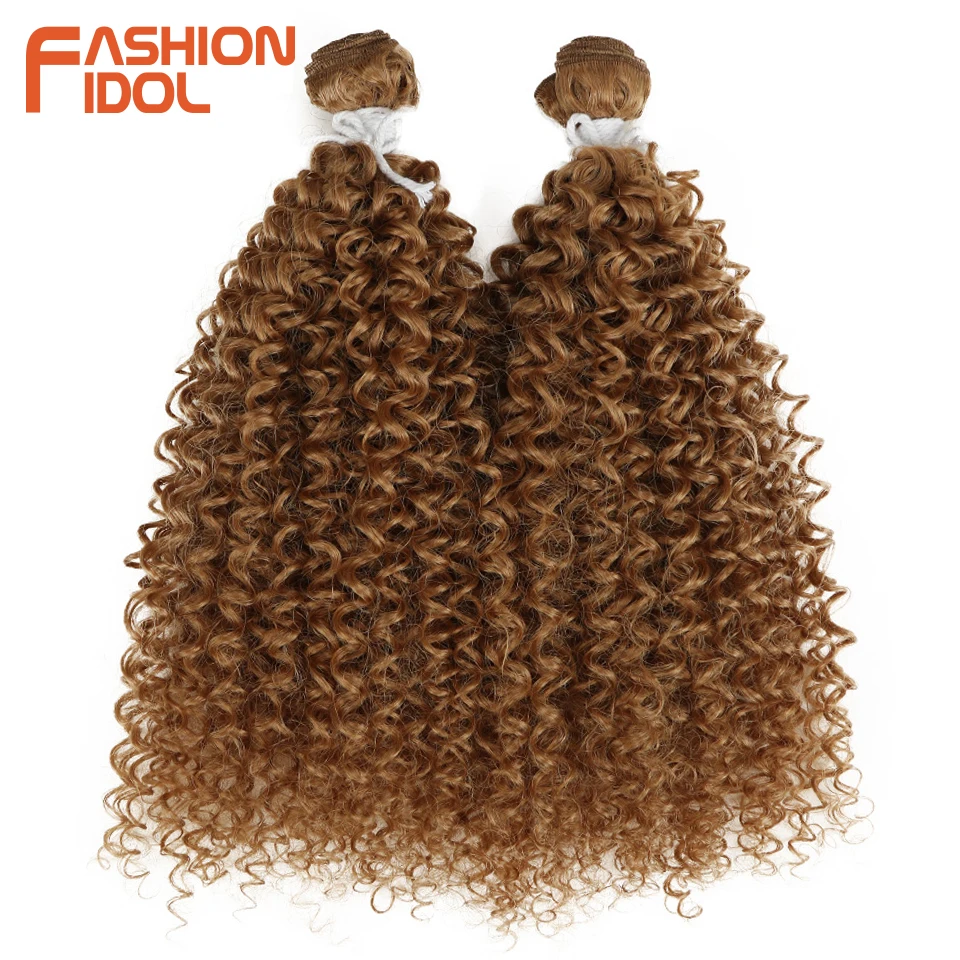 FASHION IDOL-extensiones de pelo rizado Natural, cabello ondulado sintético resistente al calor, Rubio degradado, 24 pulgadas, 2 uds., mechones