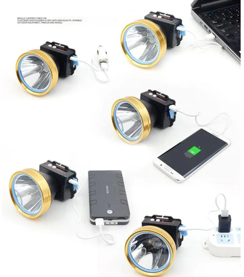 Светодиодный головной фонарь высокой мощности T6 с Usb зарядкой для передней
