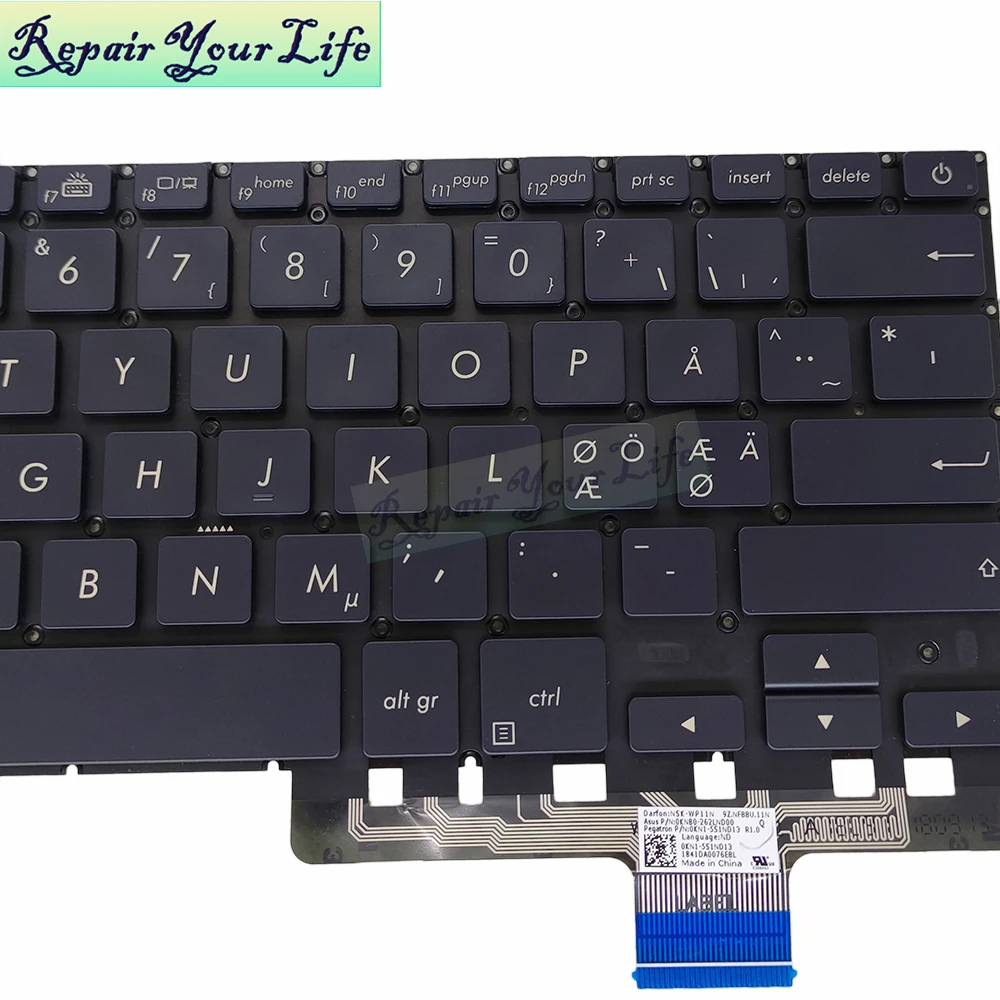 Teclado Retroiluminado para Asus Zenbook 14 Ux450fd Ux450 Ux450 Ux450fd Teclados de Substituição Sueco Sueco Sueco Sueco Sueco Russo 0knb0262lnd00 - Imagem 4