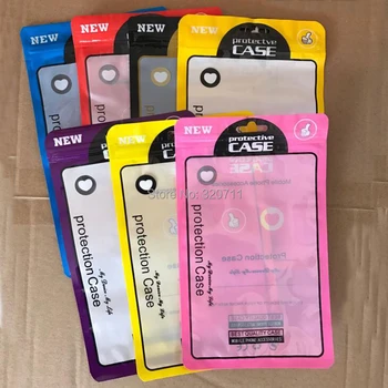 

1000Pcs 12*21cm 7 colors Plastic Zip Lock Cell Phone Case Bags Mobile Phone Shell Packaging Zipper Pack For iphone 9 8 plus case