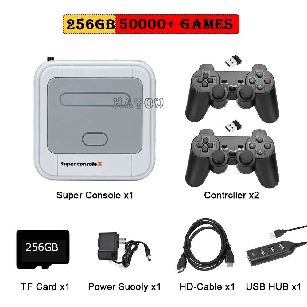 Video Game Console Retro WiFi Super Console X HD TV Box Video Game Player for PS1/N64/MD With 40000+Games 2 Wireless Controllers 