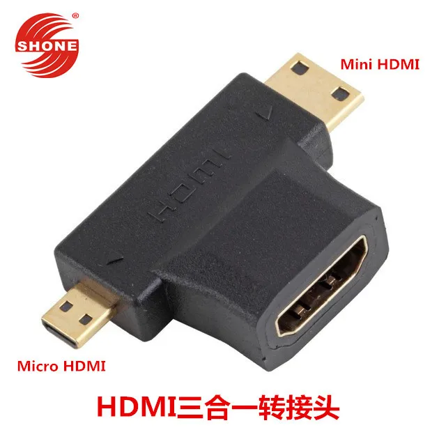 Напрямую от производителя мини HDMI три в одном разъем HDMI поворотов микро мини HDMI адаптер позолоченный