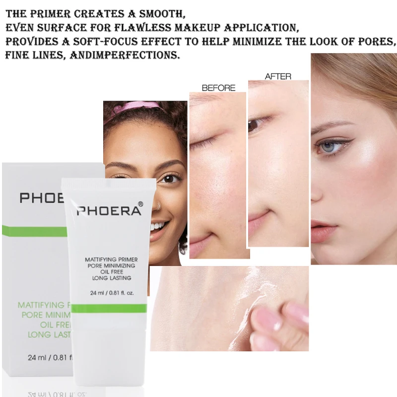 PHOERA, 24 мл, Прозрачная основа для макияжа, Праймер, жидкая, матовая, праймер для макияжа, быстрое минимизирование пор, увлажняющая косметика для лица, TSLM1