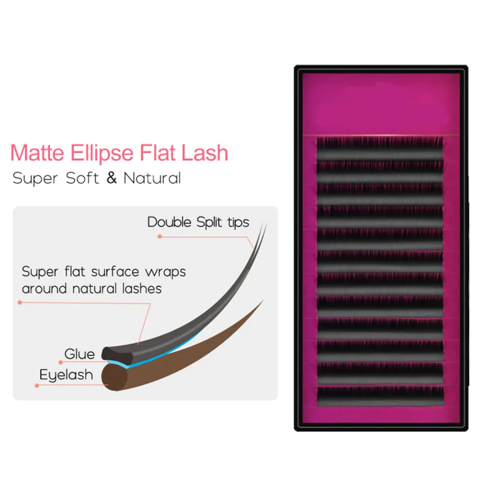 Плоские накладные ресницы для профессионалов Ellipse Flat Lash Split Tip профессиональные