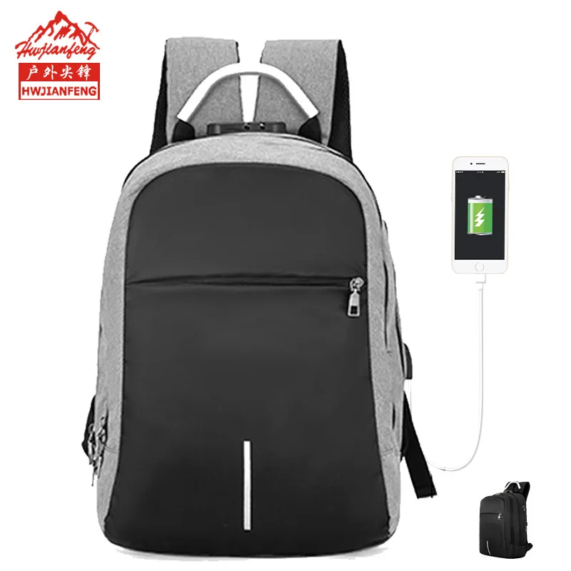 

Cross Border for New Style Theft Backpack Waterproof Nylon USB Computer Bag Charging Backpack Customizable