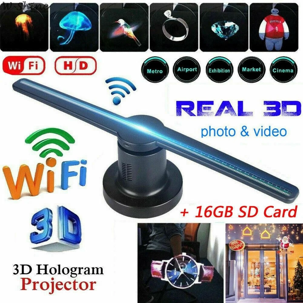 Светодиодный проектор с голограммой Wi Fi/подключением 3D голографический