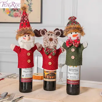 

Santa Claus Wine Bottle Cover Christmas Decor For Home 2020 Merry Christmas Ornament Navidad Natal Cristmas Happy New Year 2021