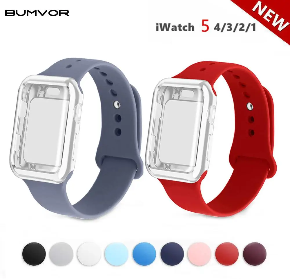 Силиконовый ремешок для apple watch band 5 4 321 44 мм/40 мм iwatch 42 38 correa браслет аксессуары