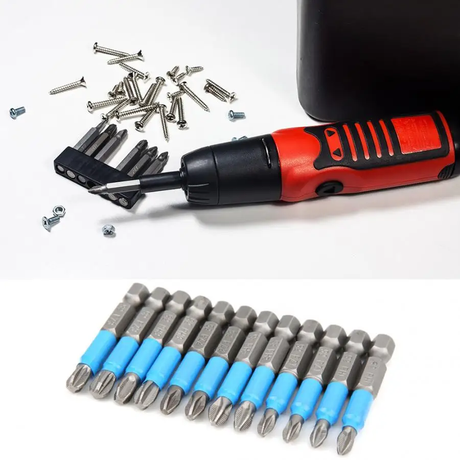 12Pcs/set 50mm Non-Slip Magnetic Screwdriver Bits 1/4 Inch Hex Shank Alloy Steel Drill | Инструменты