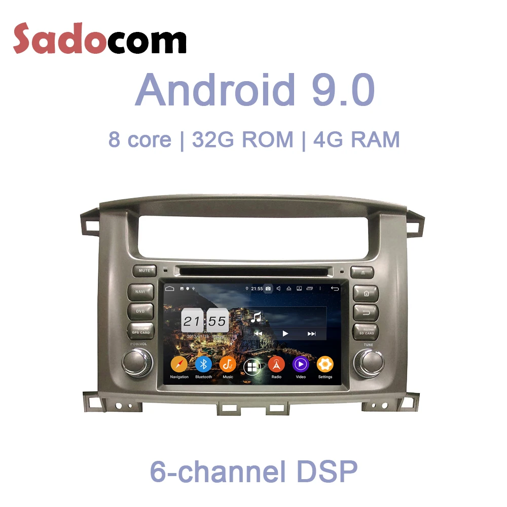 TDA7851 Android 9,0 для Toyota Land Cruiser 100 4 Гб ОЗУ+ 32 Гб 8 ядерный автомобильный dvd-плеер Wifi 4G Bluetooth RDS радио gps ГЛОНАСС карта