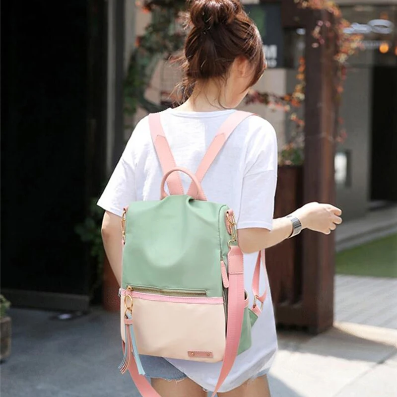 Fashion Backpack Women Candy Color Shoulder Bag Oxford Cloth School Bag For Teenage Girl Children Backpacks Travel Knapsack Bag