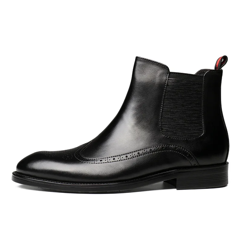

Botas Hombre Short Men Leather Boots Work Pointed-Toe Botines Hombre Men Short Boots Botas Hombre Black Brown Work Shoes