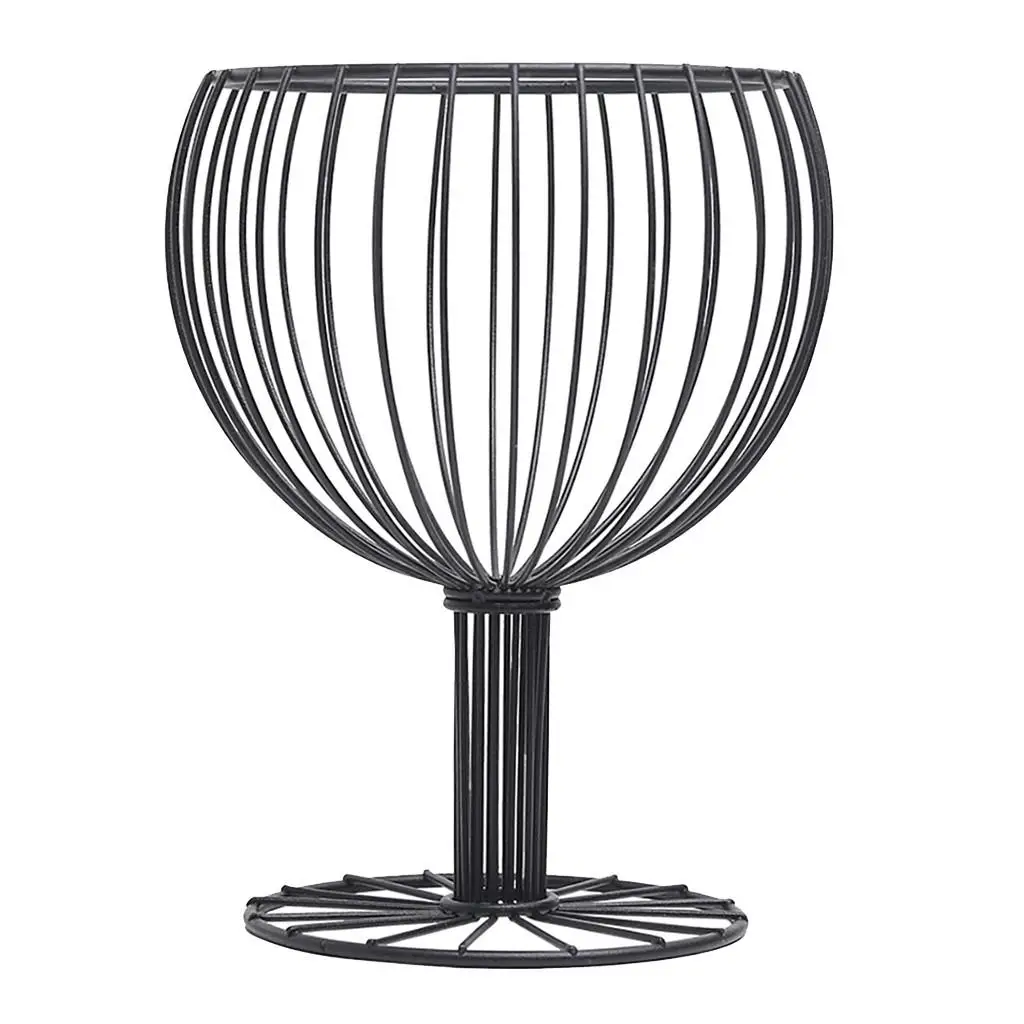 Северная Европа минималистичный стиль винный стакан из кованого железа корзина для хранения закусок поднос десерт корзина для фруктов декоративная чаша F1 - Цвет: Черный