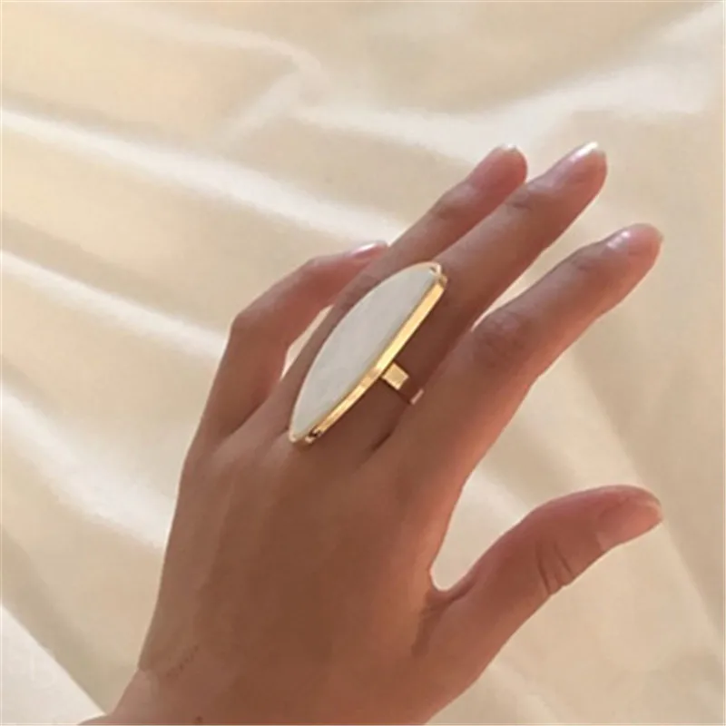 Fashion woman rings acetate plate The adjustable ring oval acrylic resin geometry rings Trendy Geometric Wedding bands rings - Image 3